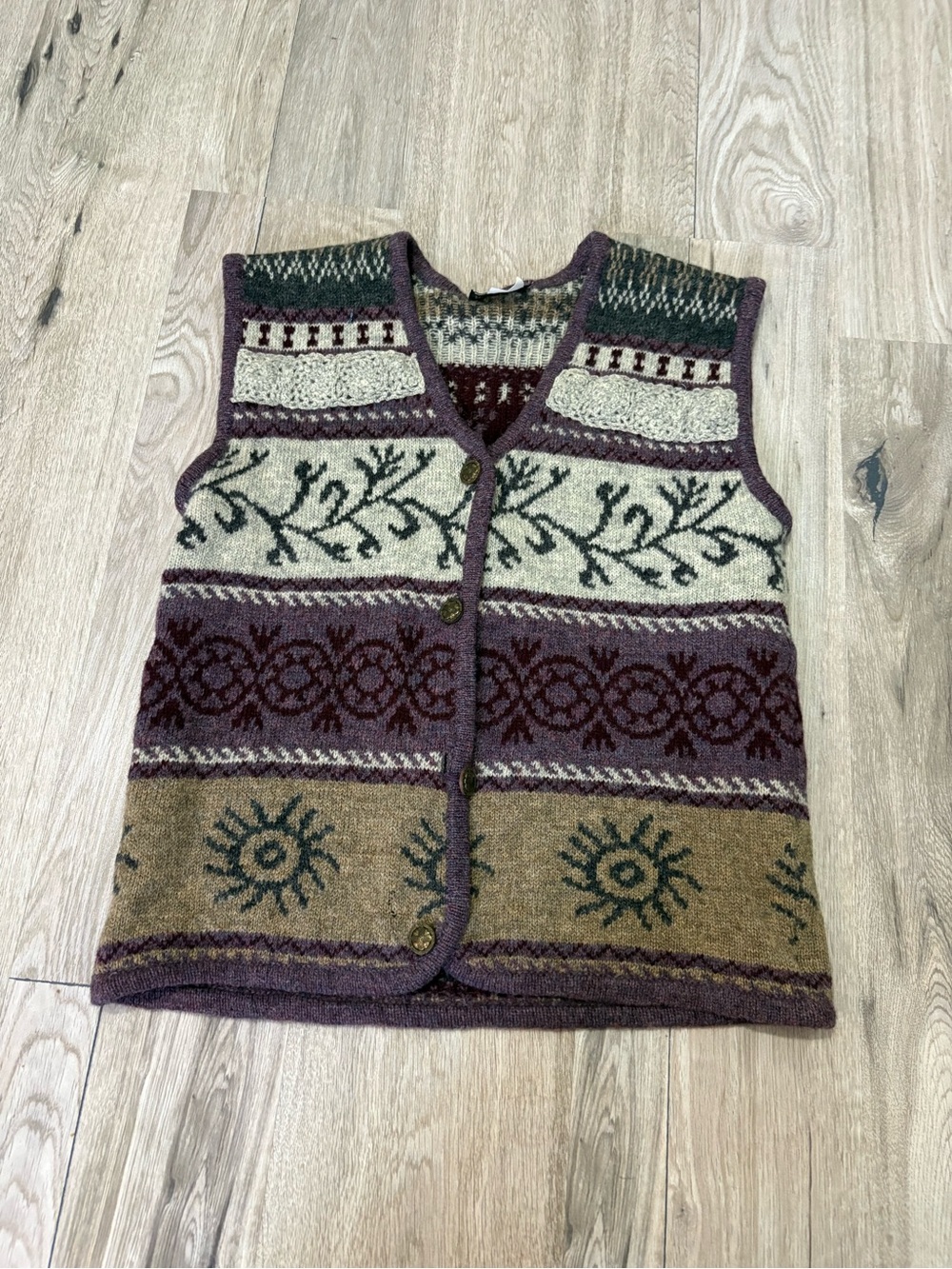 Vintage wool Purple Patterned Knit Vest